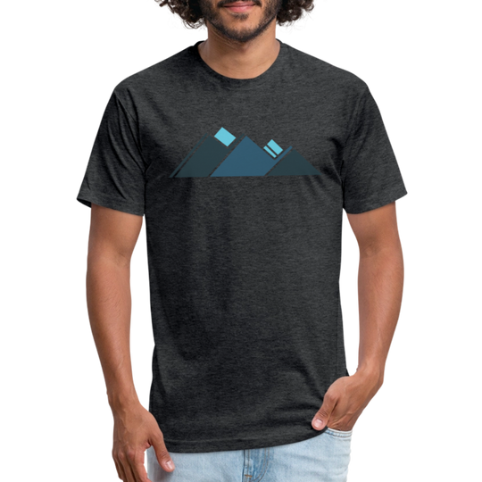 Retro Blue Mountains - Premium Graphic Tee - heather black