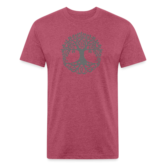 Heather Cardinal t-shirt featuring a detailed, circular tree design in gray, perfect for nature lovers and those who appreciate the connection between life and the earth