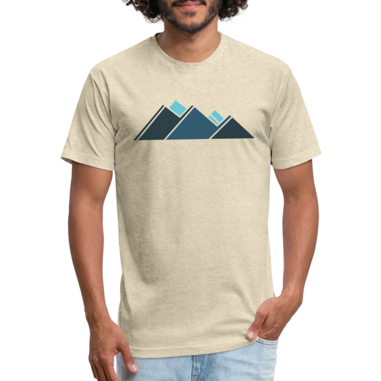 Retro Blue Mountains - Premium Graphic Tee - heather cream