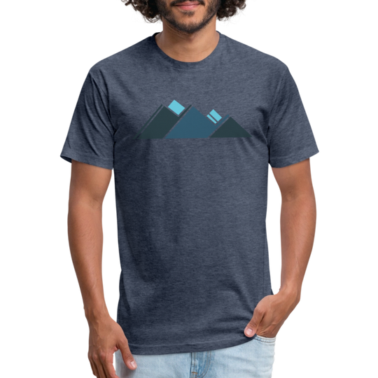 Retro Blue Mountains - Premium Graphic Tee - heather navy