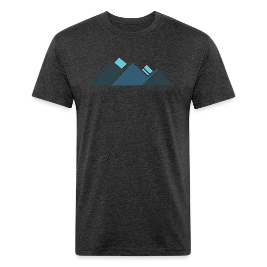 Retro Blue Mountains - Premium Graphic Tee - heather black