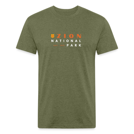 Zion National Park (retro) - Premium Graphic Tee - heather military green