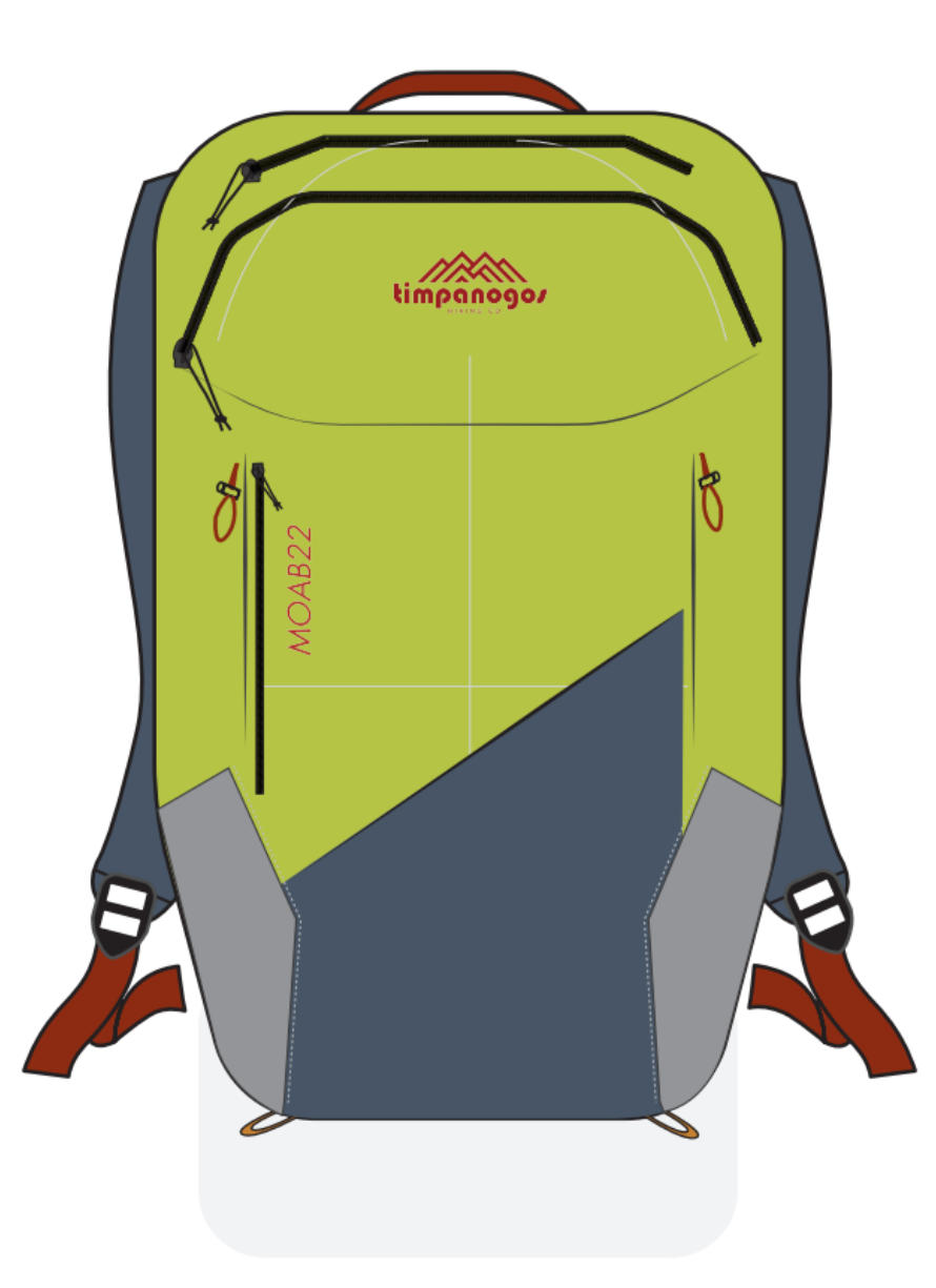 Green and navy backpack with Timpanogos logo on a white background