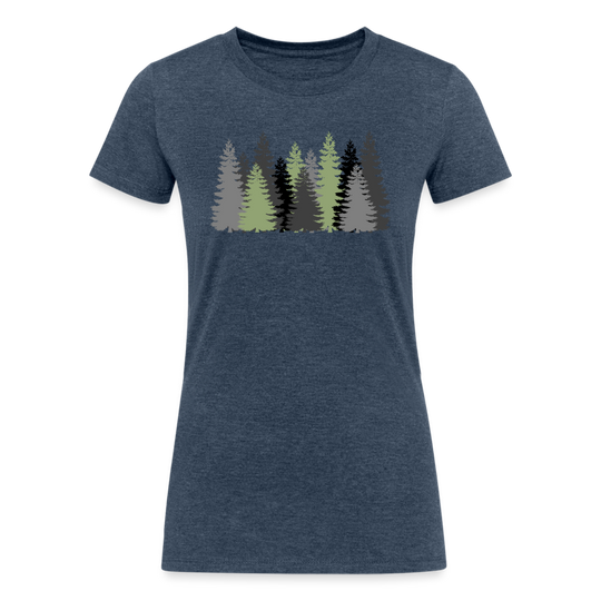 Women's Tri-Blend Organic T-Shirt (trees) - heather navy
