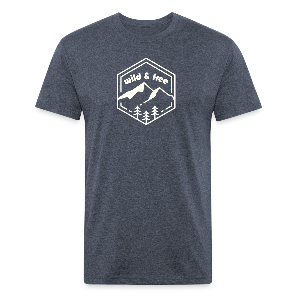 wild & free - Premium Graphic Tee - heather navy