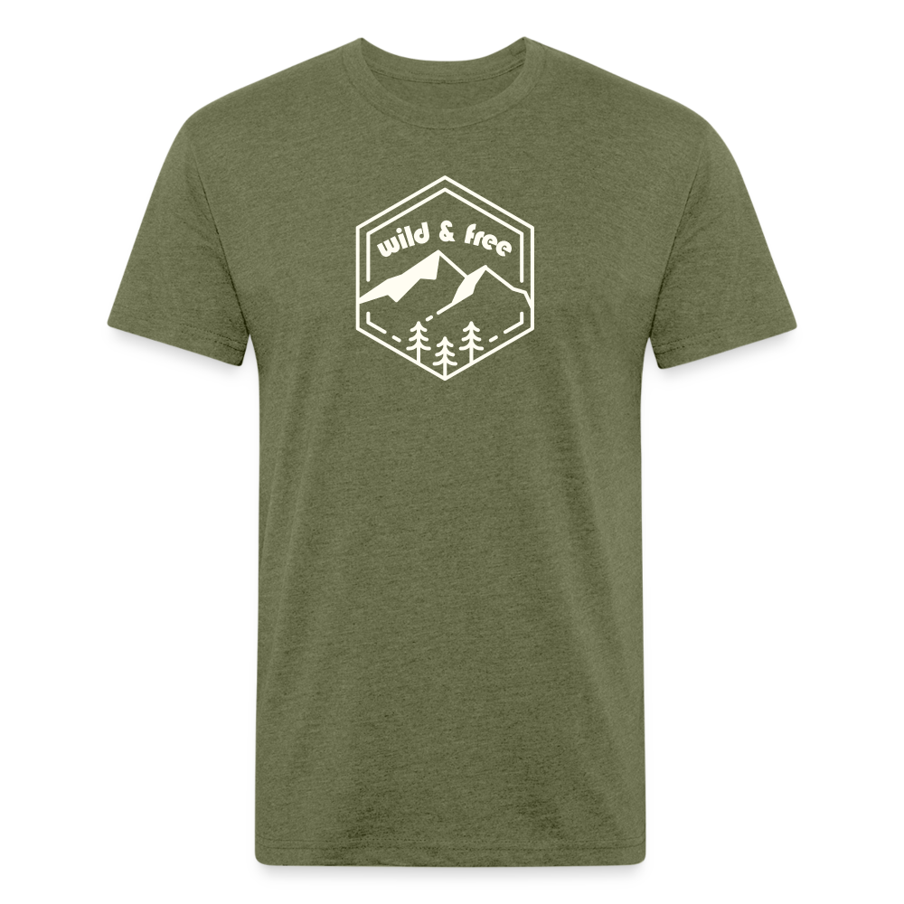 wild & free - Premium Graphic Tee - heather military green
