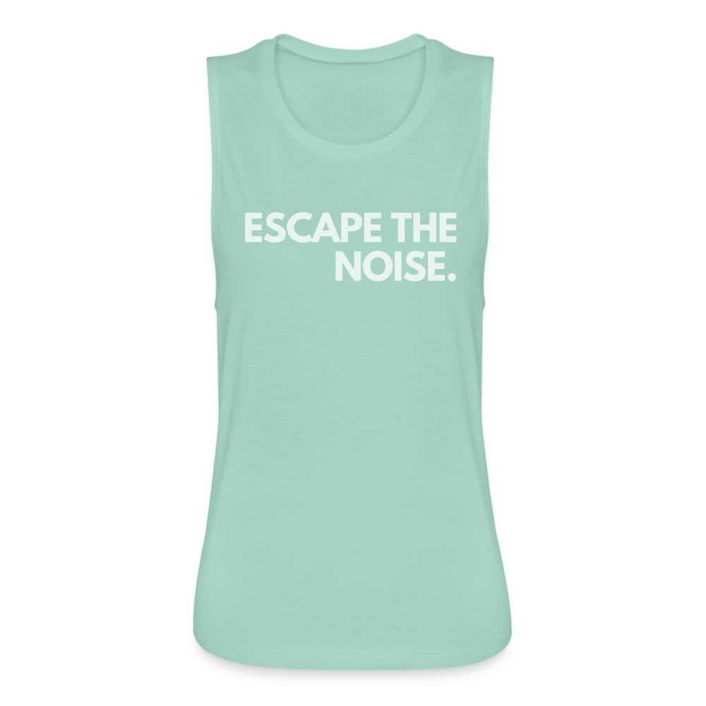 Escape the Noise - Women's Flowy Muscle Tank by Bella - dusty mint blue