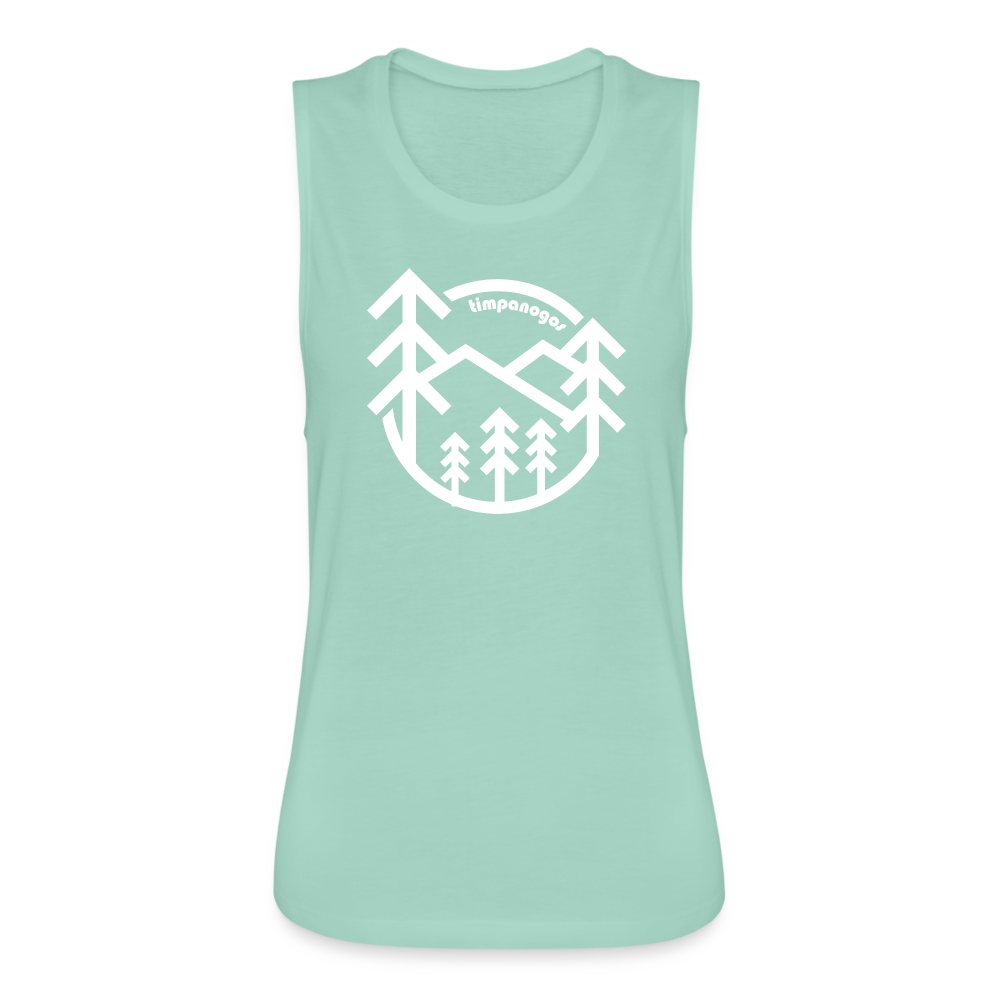 Retro Forest - Women's Flowy Muscle Tank by Bella - dusty mint blue