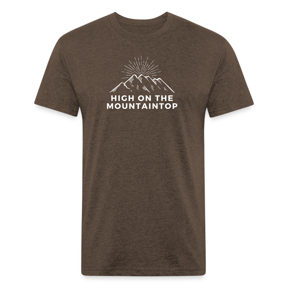 Premium Graphic Tee (High on the mountaintop) - heather espresso