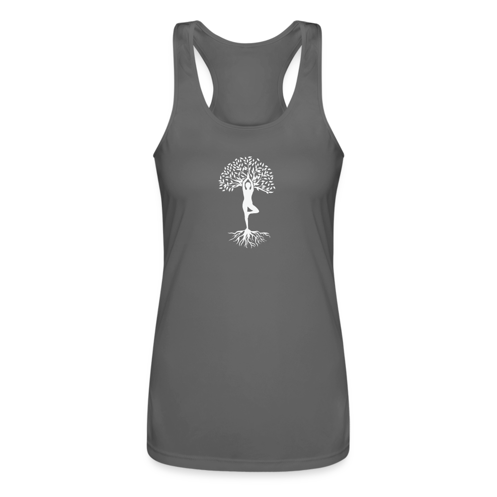 Women’s Performance Racerback Tank Top (Yoga tree) - charcoal
