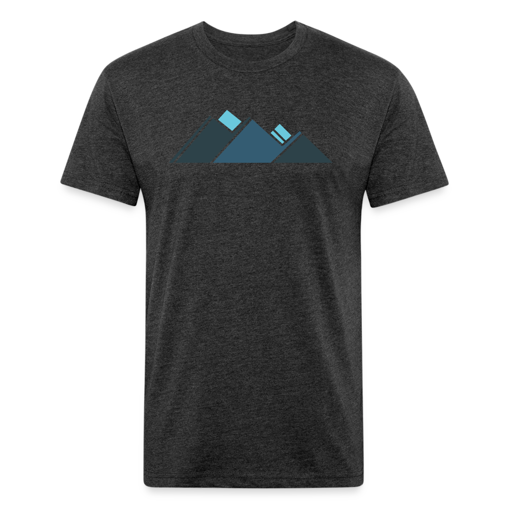 Retro Blue Mountains - Premium Graphic Tee - heather black