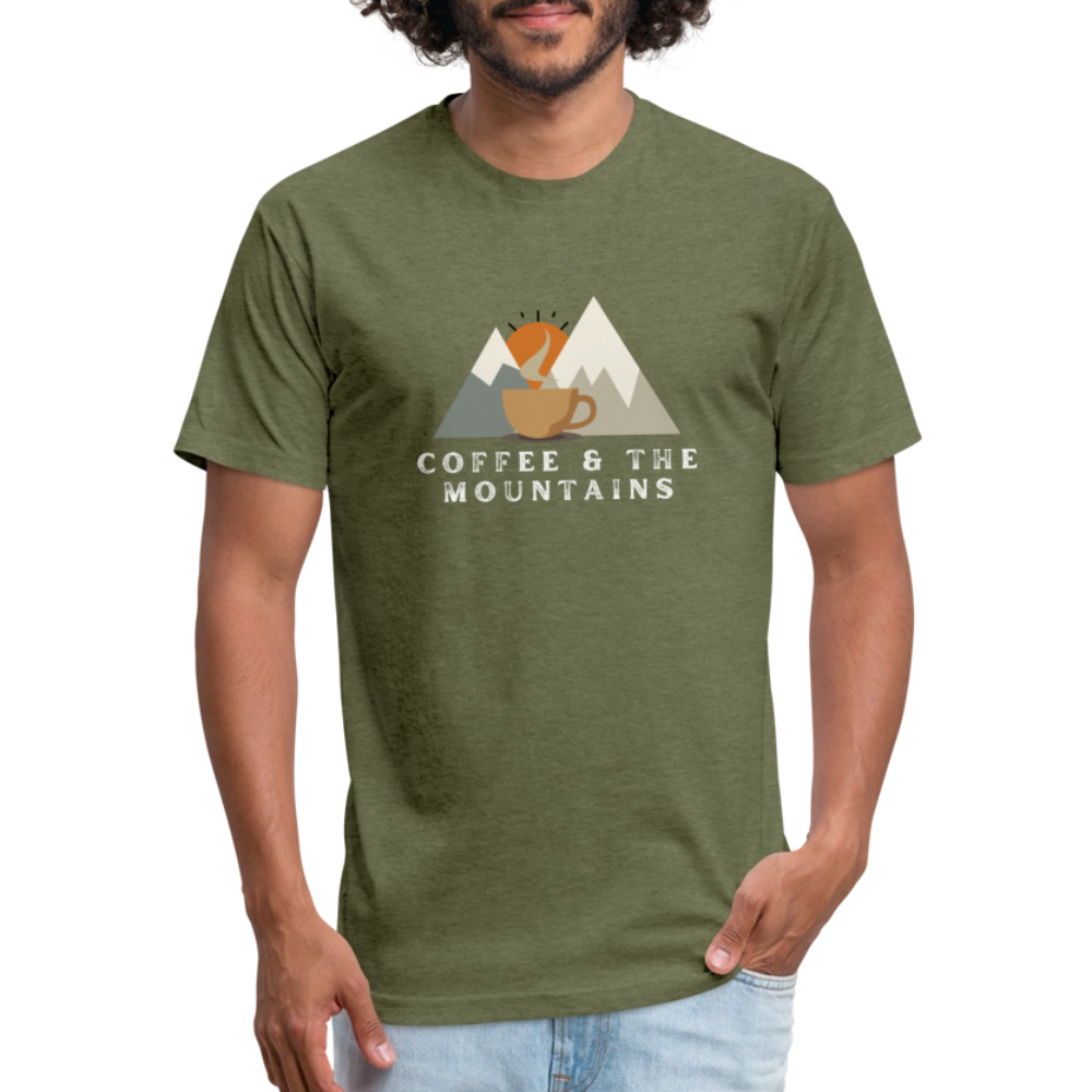 Coffee & the Mountains - Premium Graphic Tee (POD) - heather military green