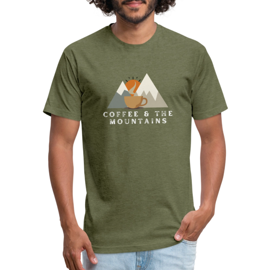 Coffee & the Mountains - Premium Graphic Tee (POD) - heather military green
