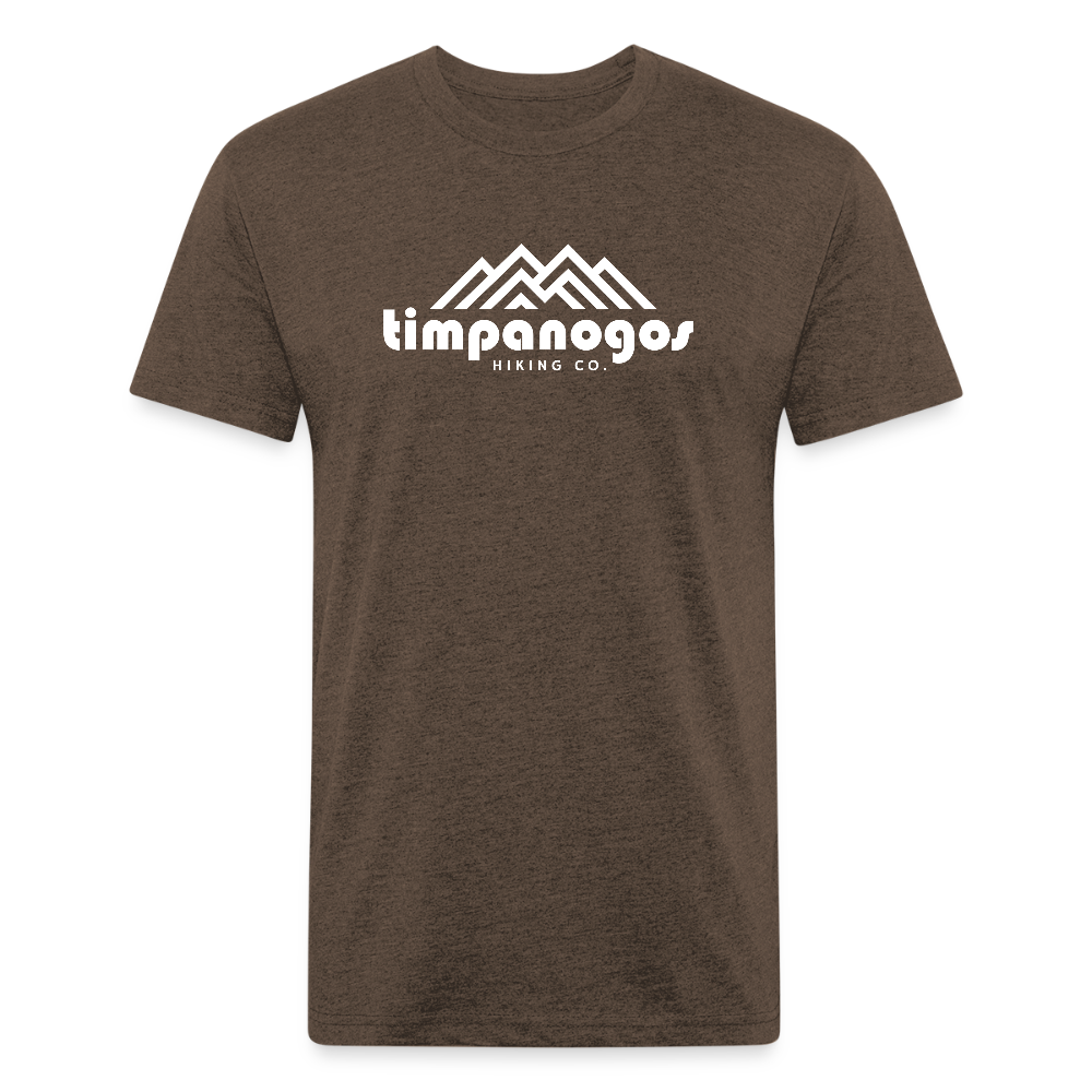 Timpanogos Hiking Co. (Official) - Premium Graphic Tee - heather espresso t-shirt featuring the Timpanogos Hiking Co. logo with a bold white mountain graphic, ideal for outdoor explorers and hikers

