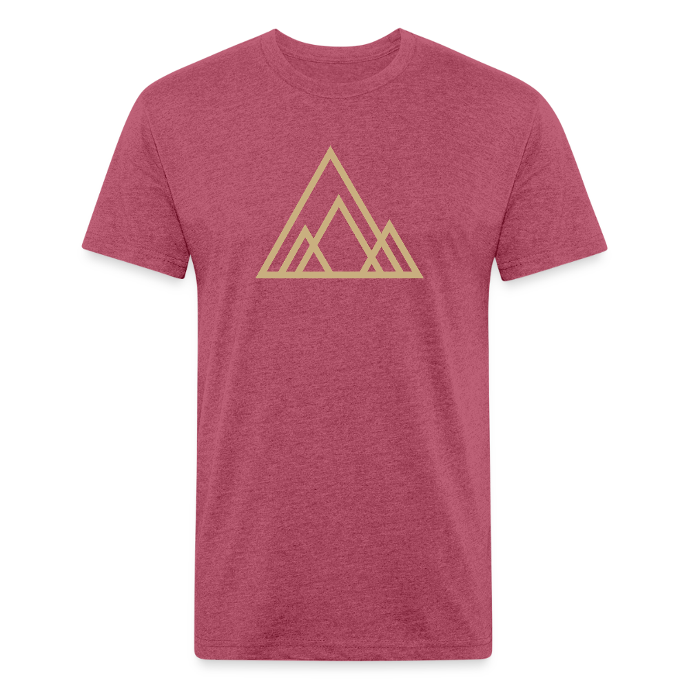 heather burgundy t-shirt featuring a minimalist beige mountain graphic, perfect for those who appreciate clean, modern outdoor-inspired designs