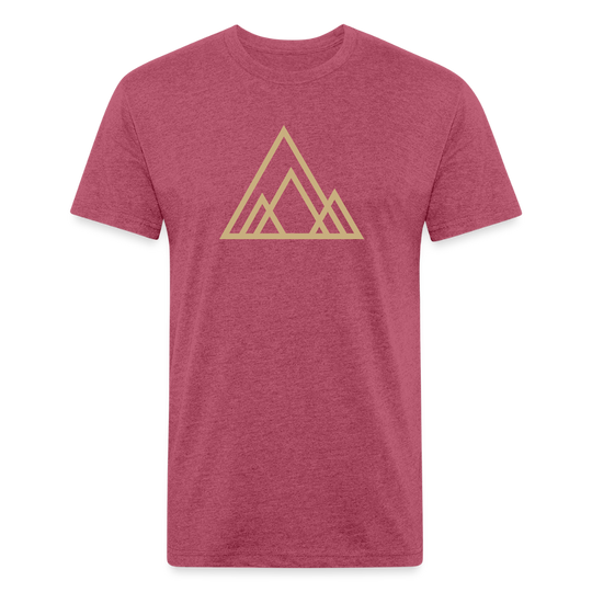 heather burgundy t-shirt featuring a minimalist beige mountain graphic, perfect for those who appreciate clean, modern outdoor-inspired designs