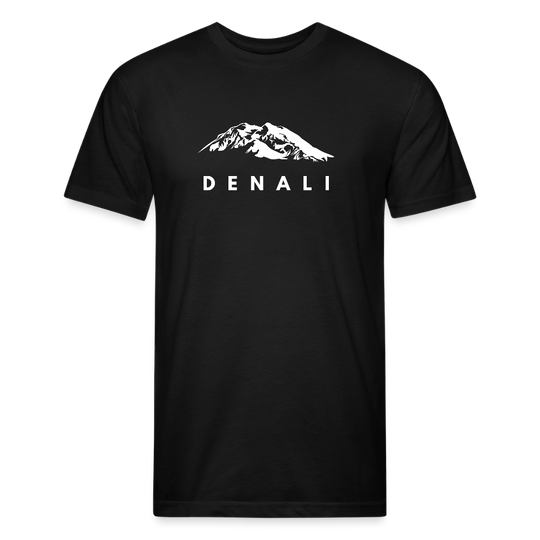 Black Denali graphic t-shirt by Timpanogos Hiking Co., featuring a bold white mountain design — unisex outdoor tee inspired by Alaska’s iconic summit and national park adventure.