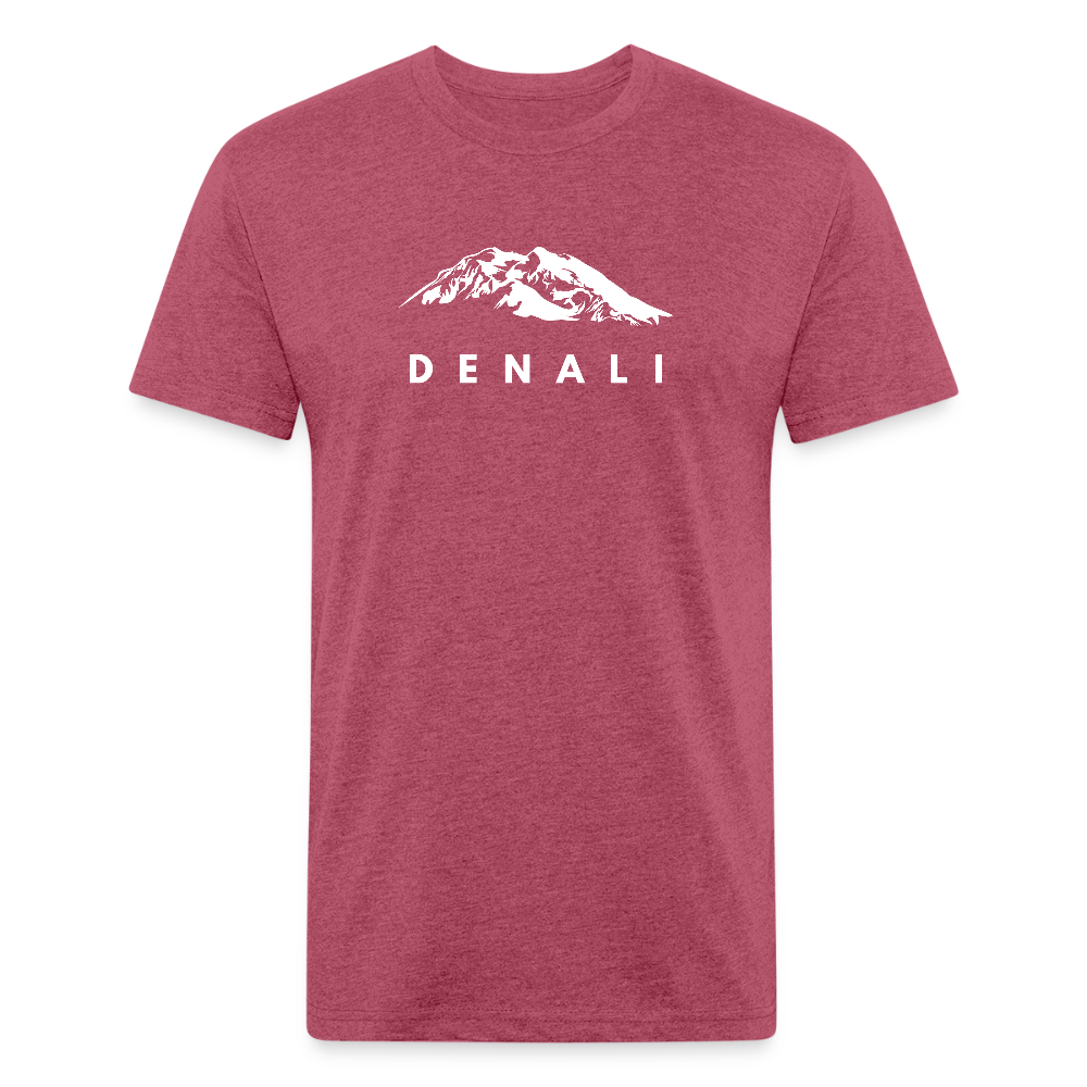 Heather maroon Denali graphic t-shirt by Timpanogos Hiking Co., minimalist unisex outdoor tee with bold white mountain design — inspired by the wild spirit of Alaska’s national parks.