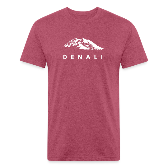 Heather maroon Denali graphic t-shirt by Timpanogos Hiking Co., minimalist unisex outdoor tee with bold white mountain design — inspired by the wild spirit of Alaska’s national parks.