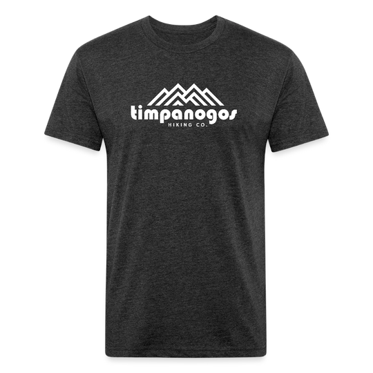Timpanogos Hiking Co. (Official) - Premium Graphic Tee - heather black t-shirt featuring the Timpanogos Hiking Co. logo with a bold white mountain graphic, ideal for outdoor explorers and hikers

