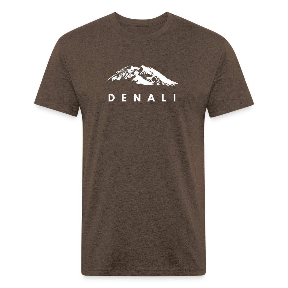 Heather brown Denali mountain t-shirt by Timpanogos Hiking Co., minimalist unisex outdoor tee featuring a white alpine graphic — inspired by Alaska’s rugged terrain.