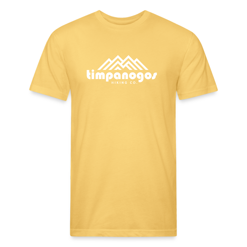Bright Butter Yellow tee with the Timpanogos Hiking Co. logo and mountain design in white, ideal for those who love to explore the great outdoors

