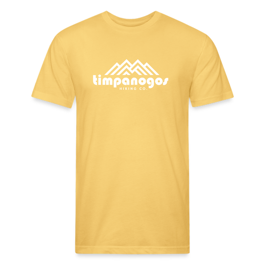 Bright Butter Yellow tee with the Timpanogos Hiking Co. logo and mountain design in white, ideal for those who love to explore the great outdoors

