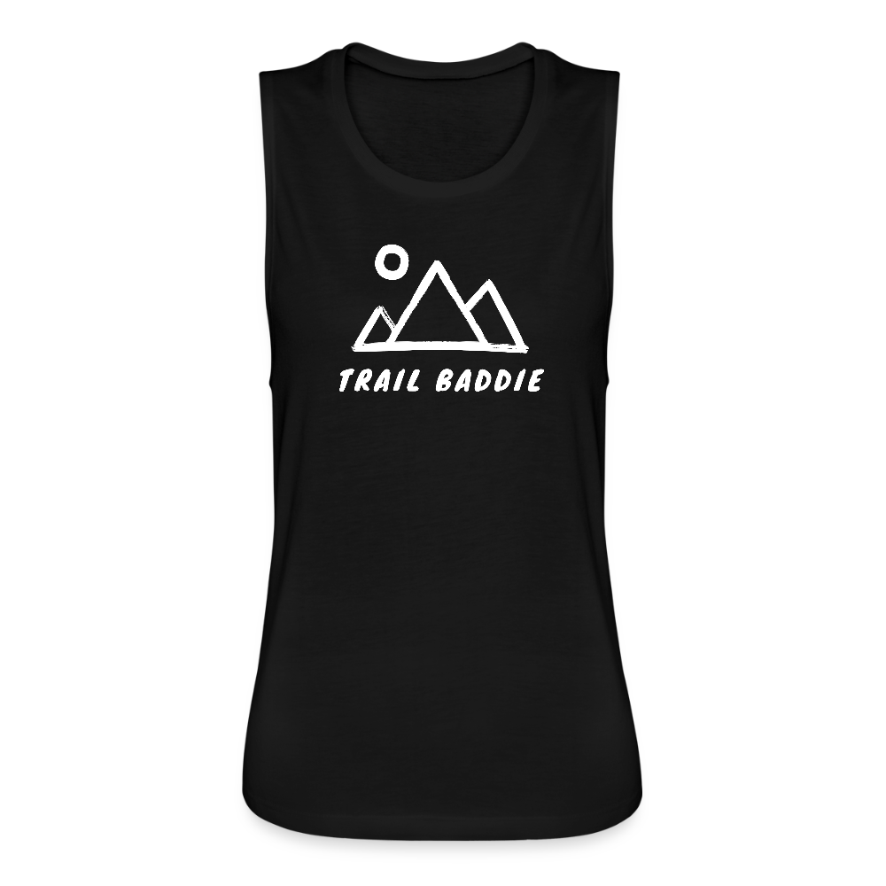 Trail Baddie - Women's Flowy Muscle Tank (Bella Canvas) - black