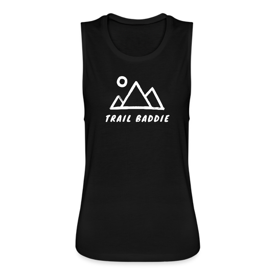Trail Baddie - Women's Flowy Muscle Tank (Bella Canvas) - black