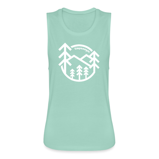 Retro Forest - Women's Flowy Muscle Tank by Bella - dusty mint blue