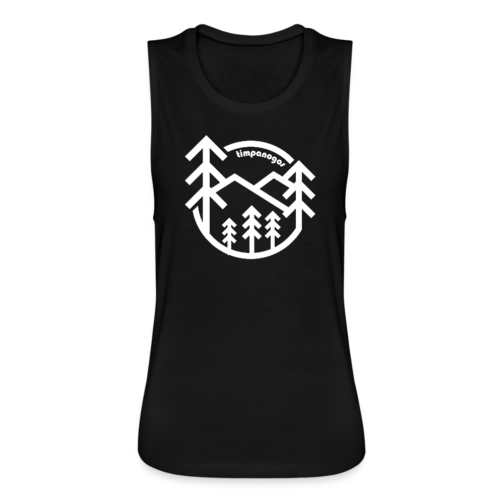 Retro Forest - Women's Flowy Muscle Tank by Bella - black