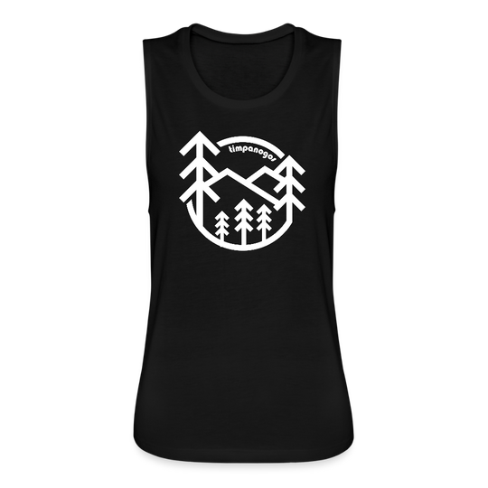 Retro Forest - Women's Flowy Muscle Tank by Bella - black