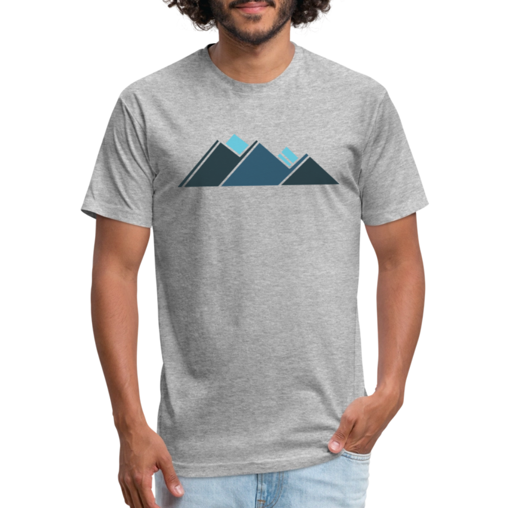 Retro Blue Mountains - Premium Graphic Tee - heather gray