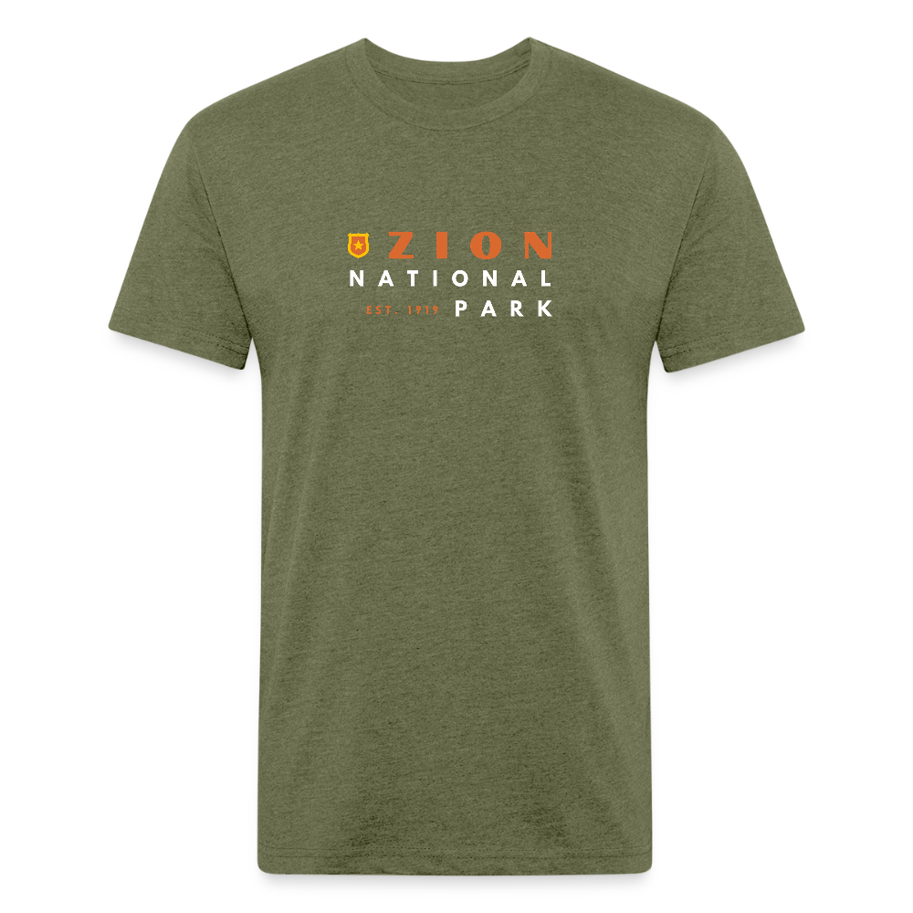Zion National Park (retro) - Premium Graphic Tee - heather military green