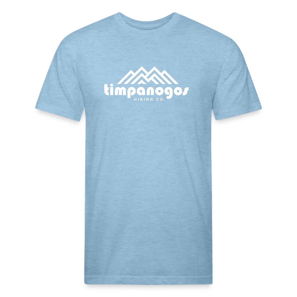 Timpanogos Hiking Co. (Official) - Premium Graphic Tee - heather blue t-shirt featuring the Timpanogos Hiking Co. logo with a bold white mountain graphic, ideal for outdoor explorers and hikers

