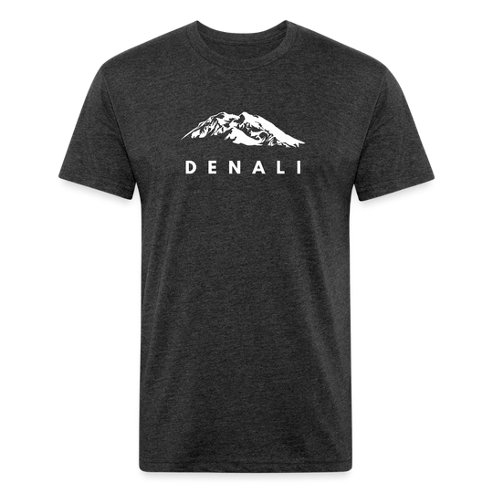 Heather black Denali mountain t-shirt by Timpanogos Hiking Co., minimalist unisex outdoor tee featuring a bold white graphic — inspired by Alaska’s wild backcountry.