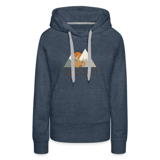 Coffee & the mountains - Women’s Fitted Hoodie - heather denim