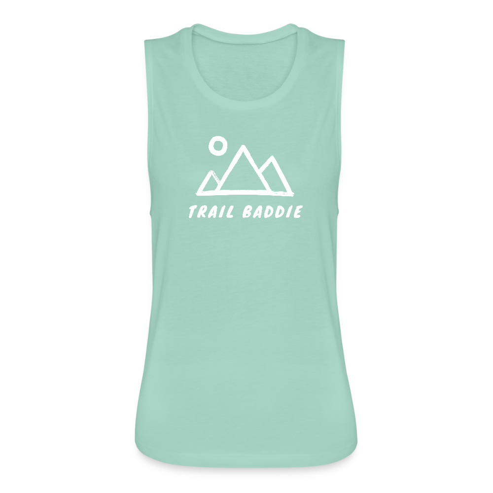 Trail Baddie - Women's Flowy Muscle Tank (Bella Canvas) - dusty mint blue