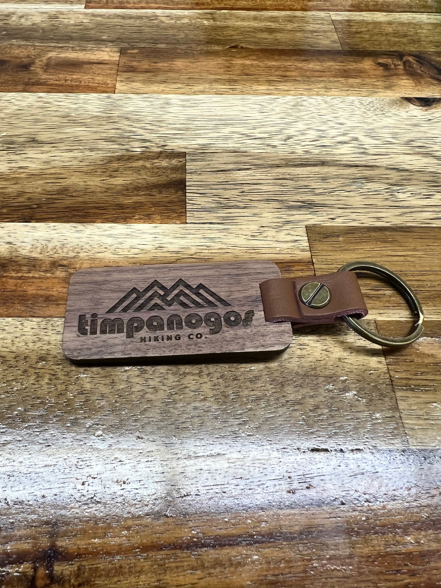 Walnut/Leather Keychain - Timpanogos Hiking Co.