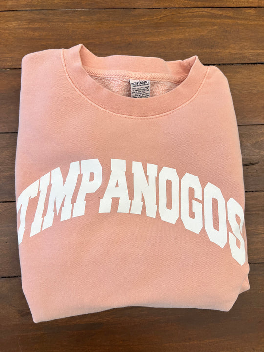Light pink sweatshirt featuring the bold white "TIMPANOGOS" logo across the front, designed for those who love outdoor adventures and want to rep the Timpanogos spirit

