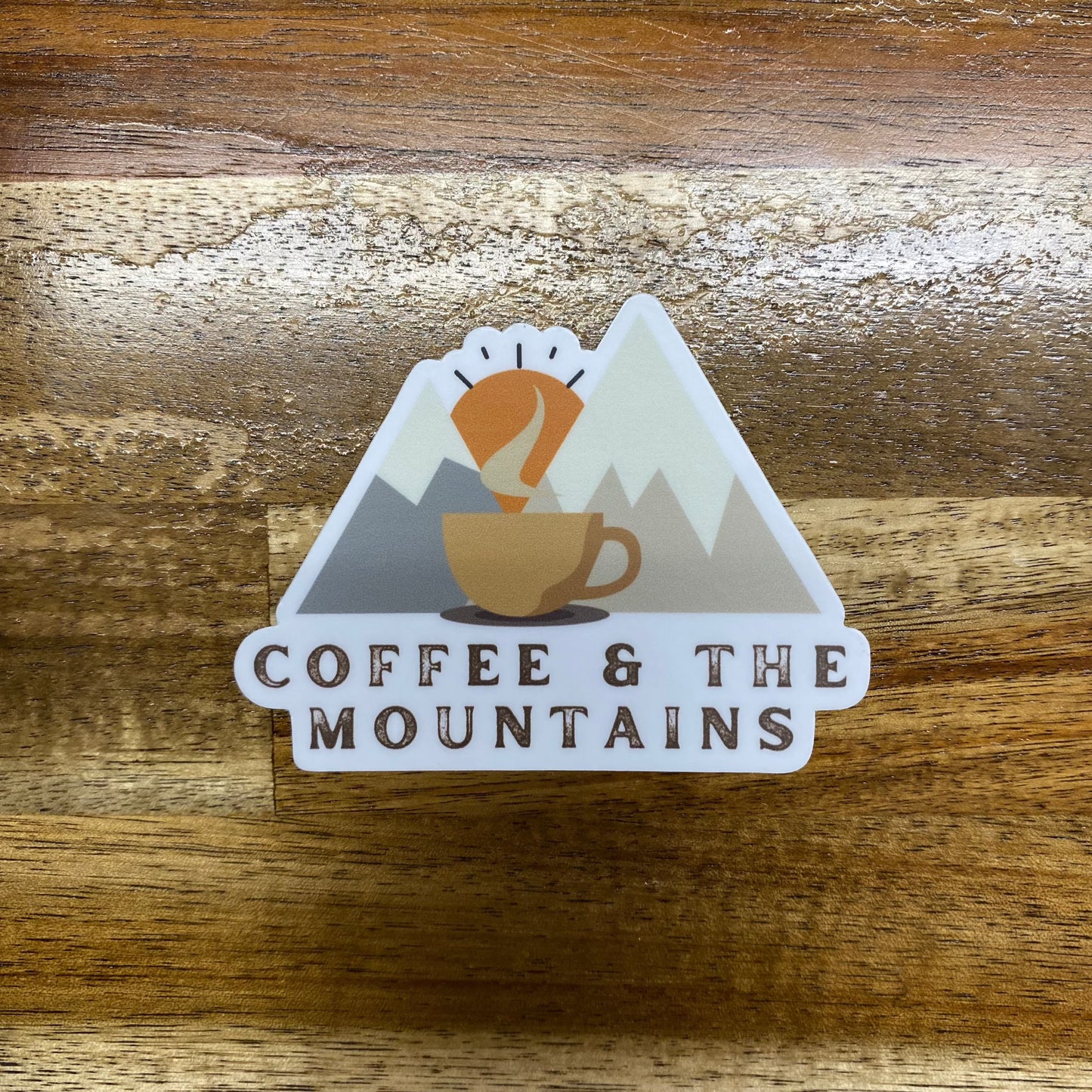 Custom Die Cut Sticker - Coffee and the Mountains 2x2 & 4 x 4