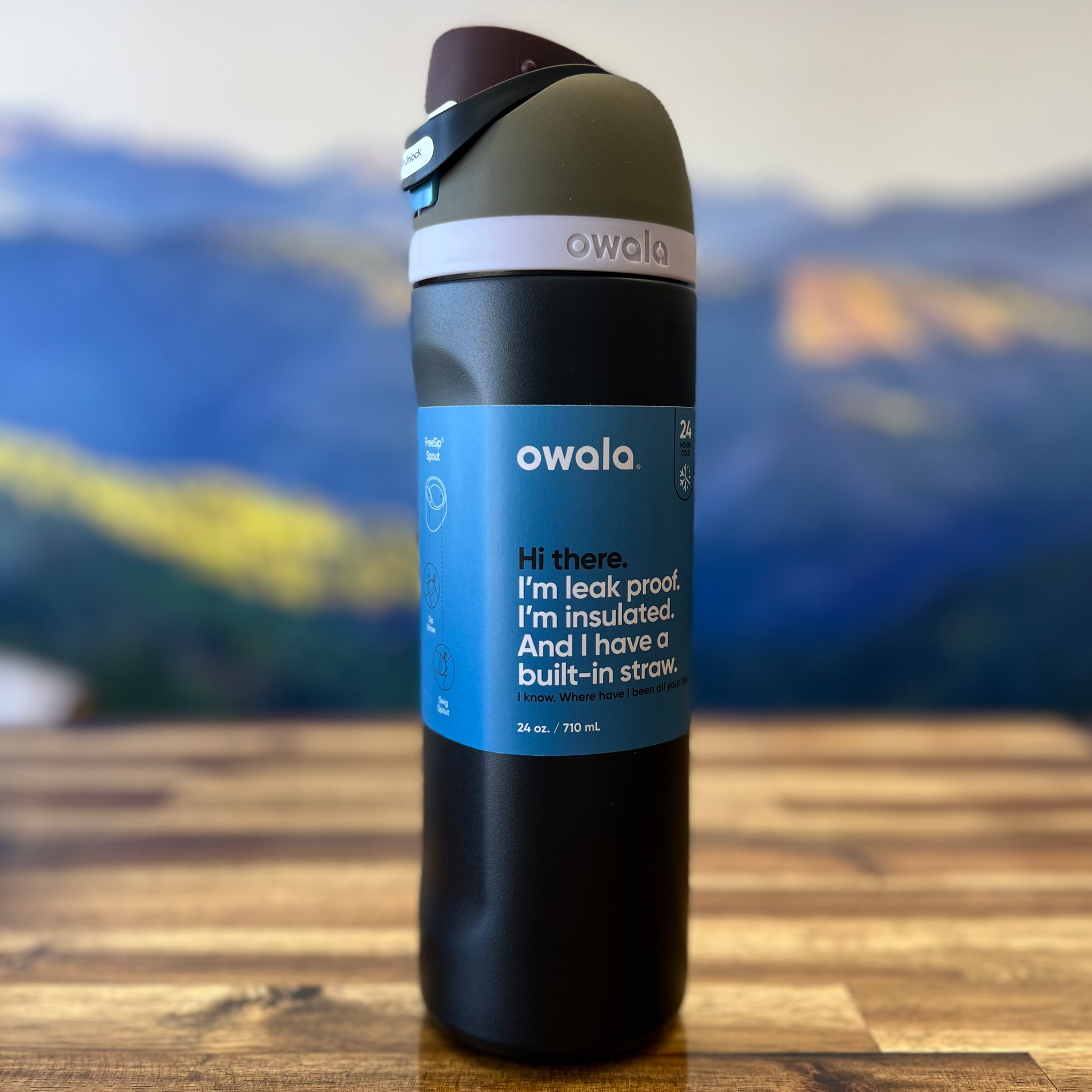 Owala FreeSip 24 oz. Vacuum Insulated Stainless Steel Water Bottle - Black