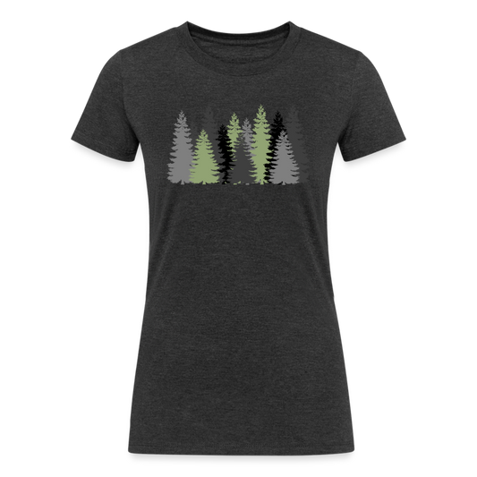 Women's Tri-Blend Organic T-Shirt (trees) - heather black