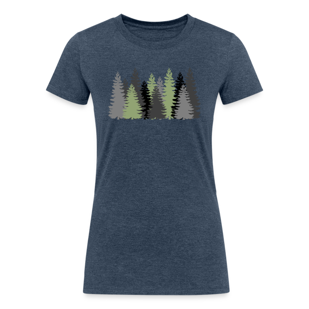 Women's Tri-Blend Organic T-Shirt (trees) - heather navy