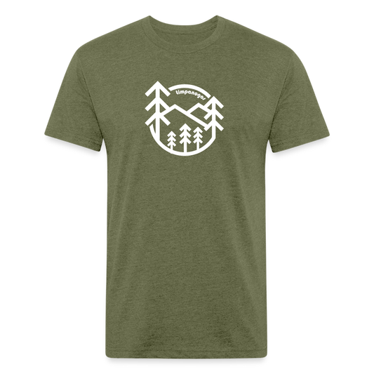 Retro Mountain Trees - Premium Graphic Tee - heather military green