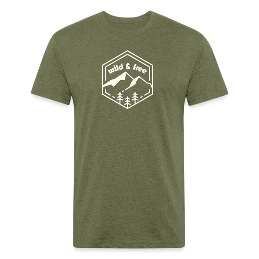 wild & free - Premium Graphic Tee - heather military green