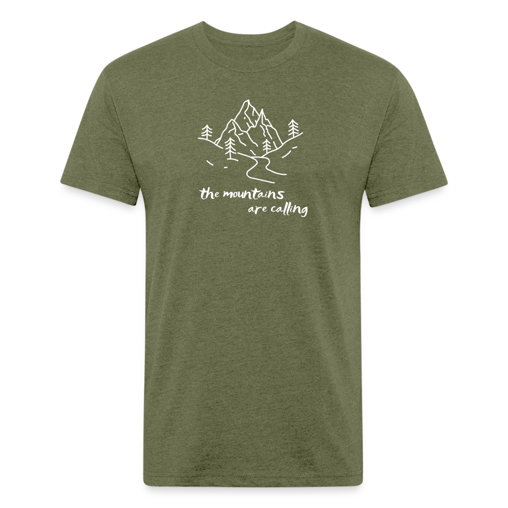 the mountains are calling - Premium Graphic Tee - heather military green