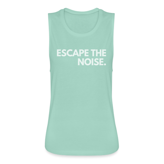 Escape the Noise - Women's Flowy Muscle Tank by Bella - dusty mint blue