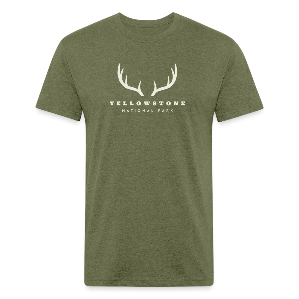 Yellowstone (antlers) - Premium Graphic Tee - heather military green