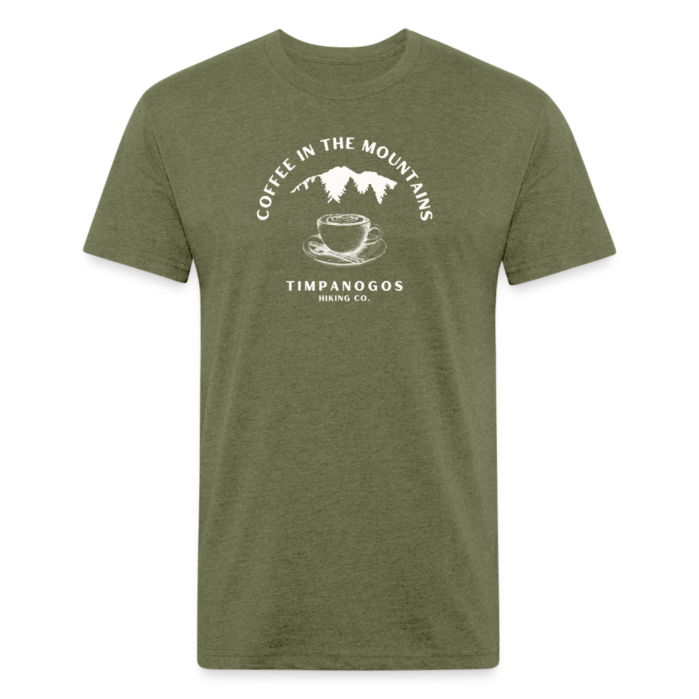 Coffee in the Mountains - Premium Graphic Tee - heather military green